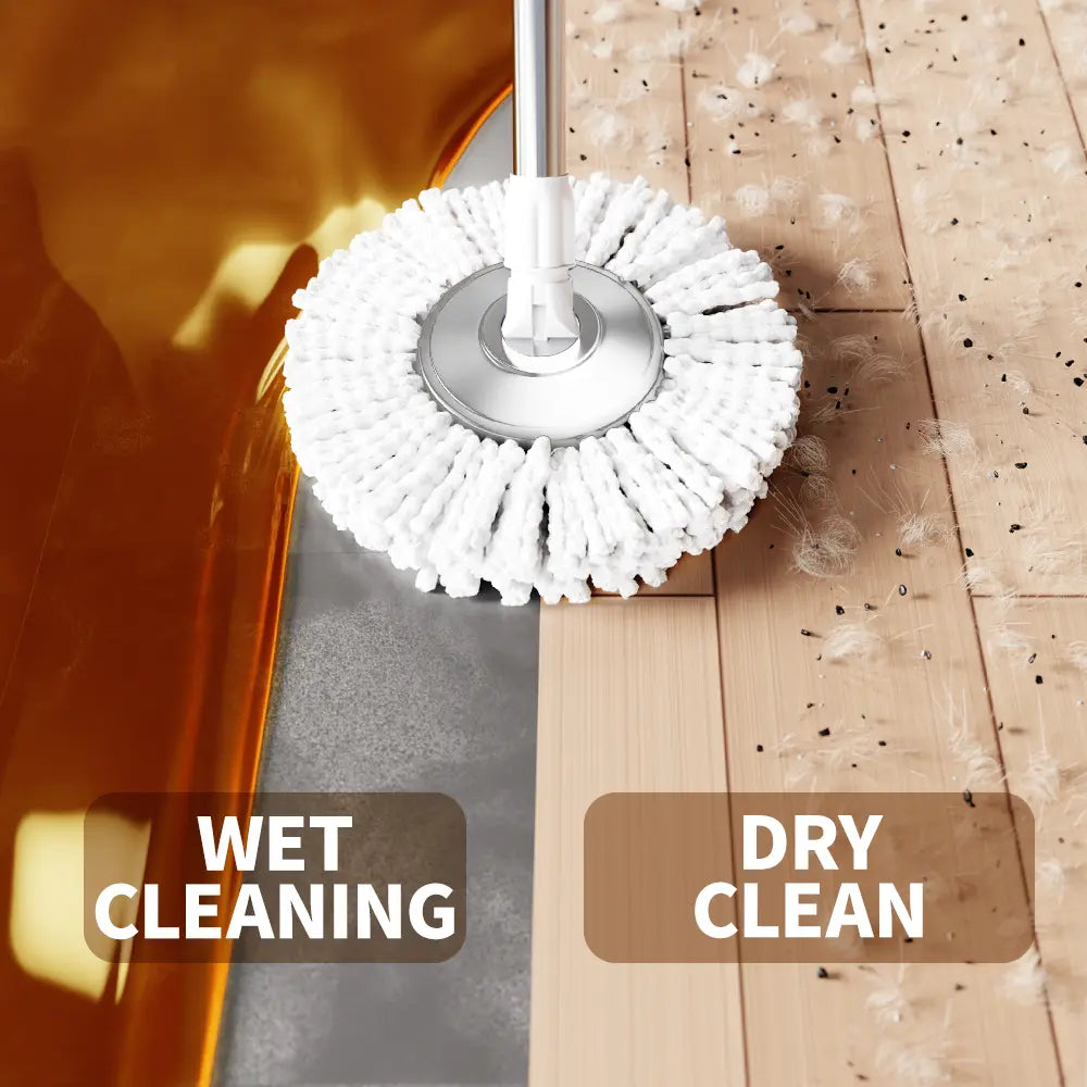 SOIVEN 360° Spin Mop and Bucket Set — Spin Dry, 61" Handle