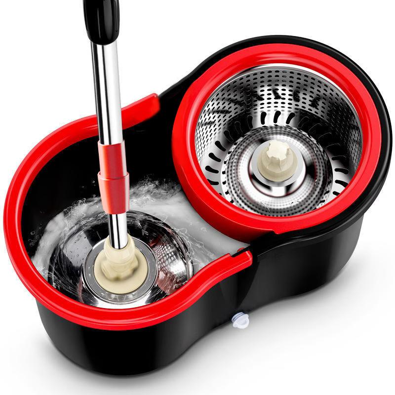 SOIVEN 360° Spin Mop and Bucket Set — 61" Handle, 6 Mop Heads, 2-Pack