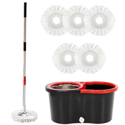 SOIVEN 360° Spin Mop and Bucket Set — 61" Handle, 6 Mop Heads, 2-Pack