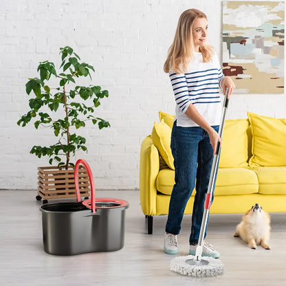 SOIVEN 360° Spin Mop and Bucket Set — Spin Dry, 61" Handle